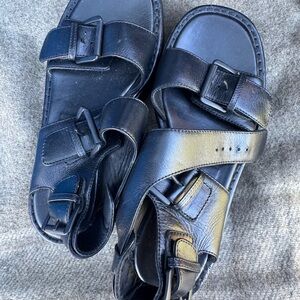 Ann Demeulemeester Black Leather Sandals